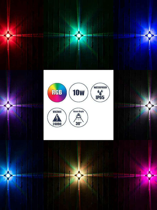 GloboStar Cina Επιτοίχιο Εξωτερικό Σποτ LED IP65 10W με RGB Φως Διπλής Δέσμης