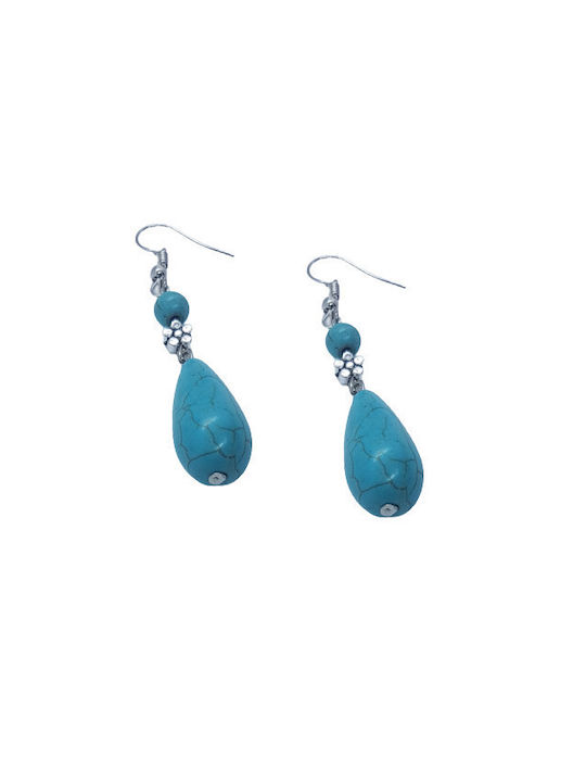 Vintage, Boho drop shaped earrings with turquoise stones S15.