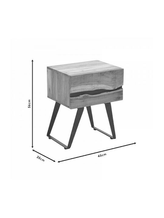 Imena Bedside Table of Solid Wood 45x35x56cm