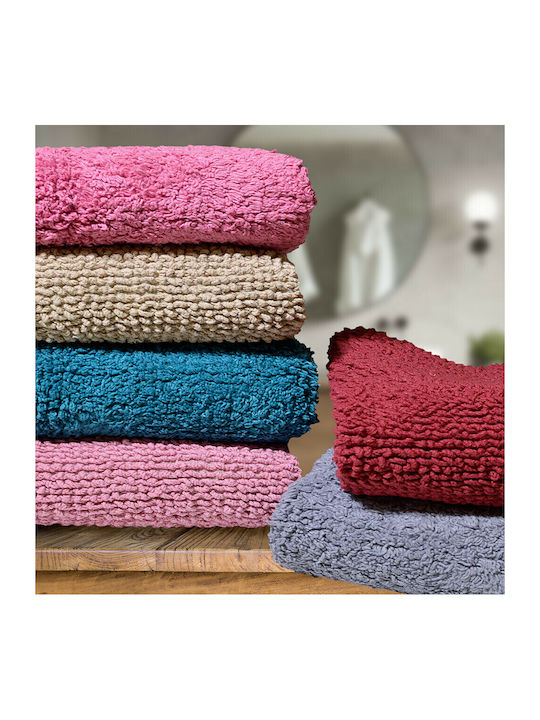 Lino Home Bath Mat Cotton Ring 2500000605 Burgundy 50x80cm