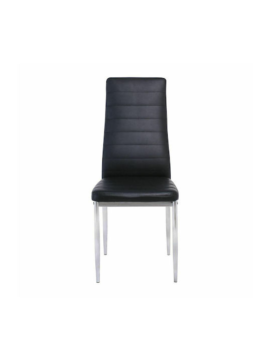 Jetta-I Dining Room Artificial Leather Chair Chrome / Black 42x49x98cm