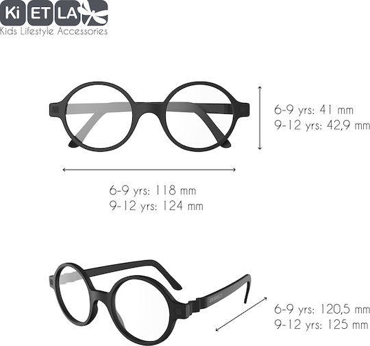 KiETLA CraZyg-Zag Screen Rozz 6-9 Years Kids Acetate Blue Light Blocking Glasses Black