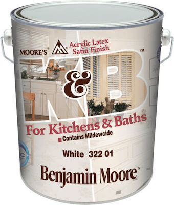 Benjamin Moore 322 Kitchen & Bath Πλαστικό Χρώμα Ακρυλικό Αντιμουχλικό για Εσωτερική Χρήση 1lt
