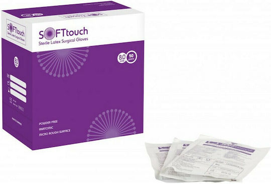 Bournas Medicals Touch Latex Surgical Examination Gloves Powder Free White 100pcs