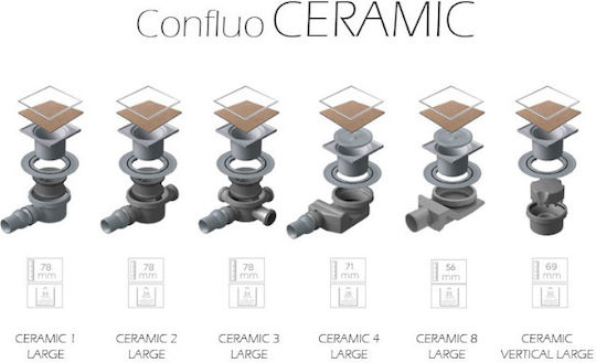 Karag Confluo Ceramic 1 Stainless Steel Siphon Floor with Output 50mm and Size 15x15cm