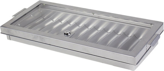 Pokeritems Tablett für Pokerchips Aluminium Gray 53x25cm 12 Positionen 1Stück