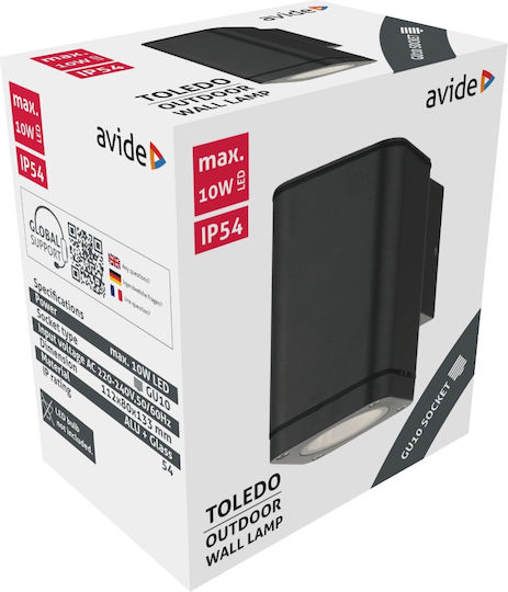 Avide AOLWGU10-TOLS Wall-Mounted Outdoor Lighting Spot Black Avide AOLWGU10-TOLS Wall-Mounted Outdoor Lighting Spot Black