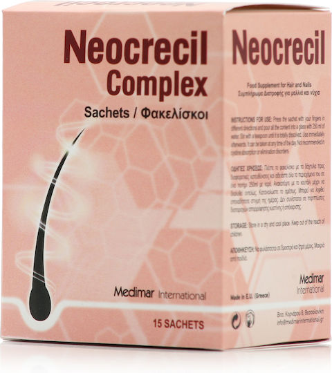 Medimar Neocrecil Complex Supliment pentru Păr, Piele și Unghii Sănătoase 15 Plicuri Portocală