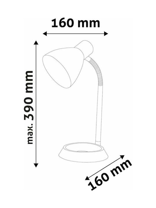 Avide ABLDLO-B Office Lamp with Flexible Arm for Socket E27 in Black Color
