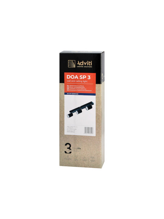 Orno DOA SP 31 Triple Spot with Socket GU10 in Black Color