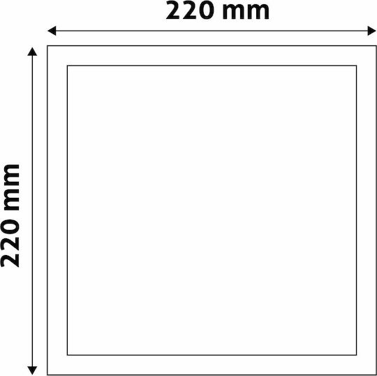 Avide ACRPWW-S-18W-ALU Pătrat Încastrat Panou LED Putere 18W cu Alb Cald Lumini 22x22cm.