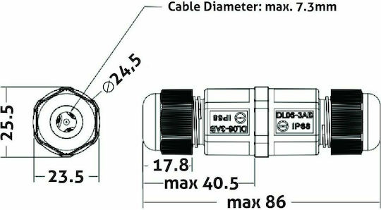 Entac EQC3PIP68 Elektrisches Gehäuse für Außenmontage Wasserdicht IP68 in Schwarz Farbe
