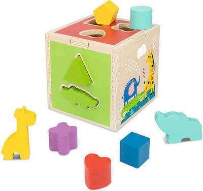 Tooky Toys Shape Sorting Toy Κύβος με Σχήματα made of Wood for 12++ Months