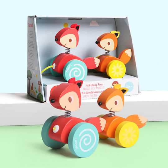 iwood Push Along Pull Along Foxes από Ξύλο για 12+ Μηνών