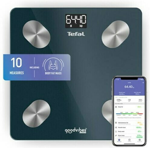 Tefal Goodvibes Life+ Smart Bathroom Scale with Body Fat Counter & Bluetooth Blue