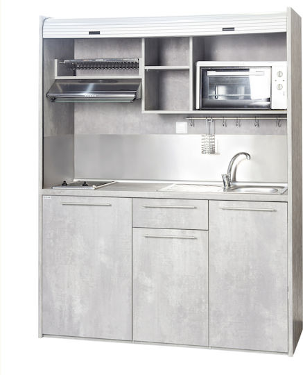 Silver ΚΣ160 Πολυκουζινάκι με Δεξιά Γούρνα 160x65x209cm Γκρι