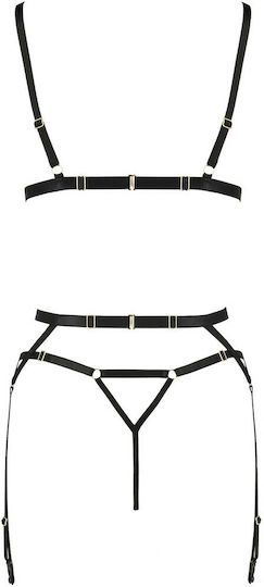 Passion Devil Collection Meggy Set Sexy Σετ Εσωρούχων με Ζαρτιέρες Μαύρο