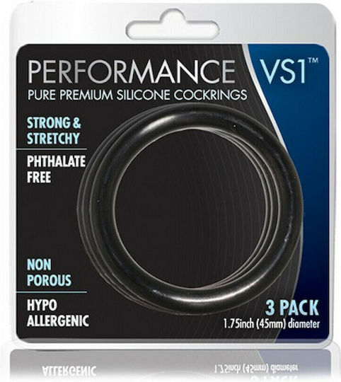 Blush Performance VS1 Pure Premium Silicone Cockrings Set Cock Rings Schwanz Black 3Stück