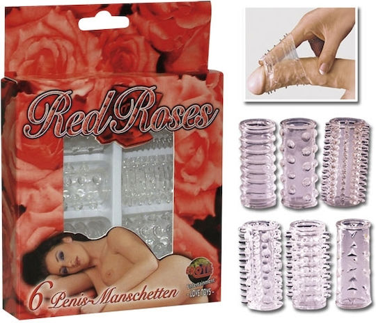 You2Toys Red Roses Penis Sleeves Extensie De Penis Transparentă 4.5cm