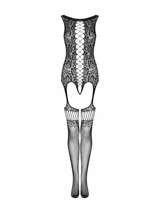 Obsessive F236 Цели Калсони Мрежест с Отворен Чатал Bodystocking Черен