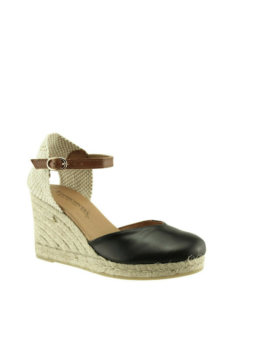 Ibizas Heritage Damen Espadrilles Leder 7-KING Schwarz