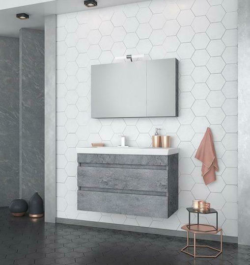 Drop Luxus 85 Πάγκος με Νιπτήρα & Καθρέπτη Μ80xΒ40xΥ50cm PL Wood