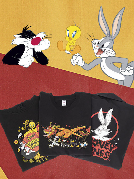 Looney Tunes Суитшърт с Качулка Черен