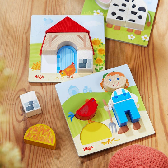 Wooden Kids Peg Puzzle Farm for 1.5+ years+ Years 17pcs Haba