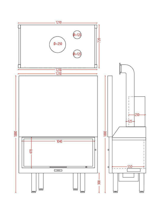 CHytiria Misailidi T-115 Wood Fireplace Insert with See-Through Window 28kW