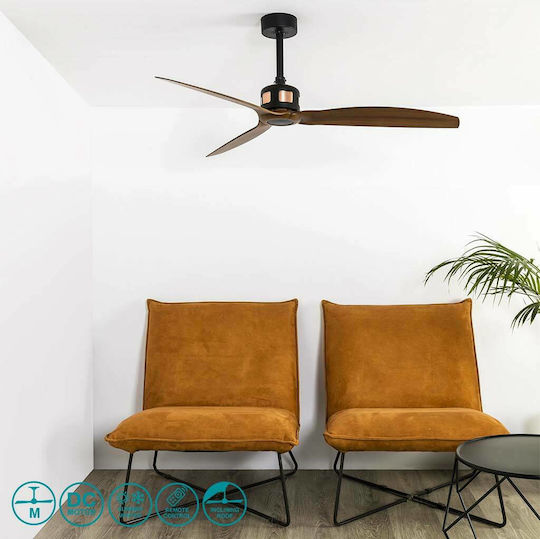 Faro Barcelona Copper Fan M Ceiling Fan 128cm Black/Walnut