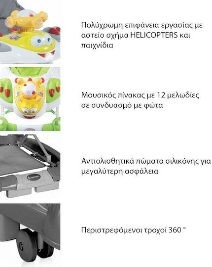 Lorelli Helicopter Baby Walker with Music for 6+ Months Blue