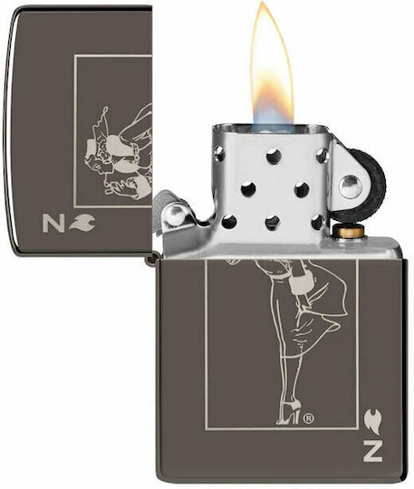 Zippo Windy Design Ветроустойчив Запалка с Пламък в Сив Цвят