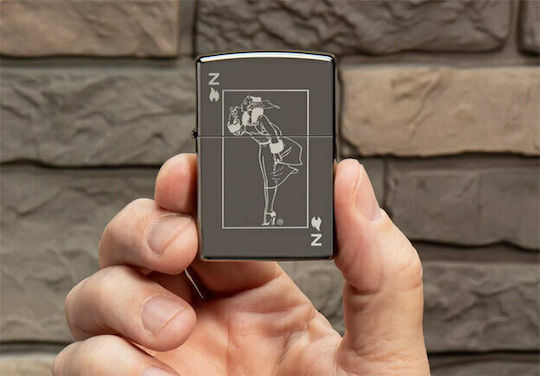 Zippo Windy Design Ветроустойчив Запалка с Пламък в Сив Цвят