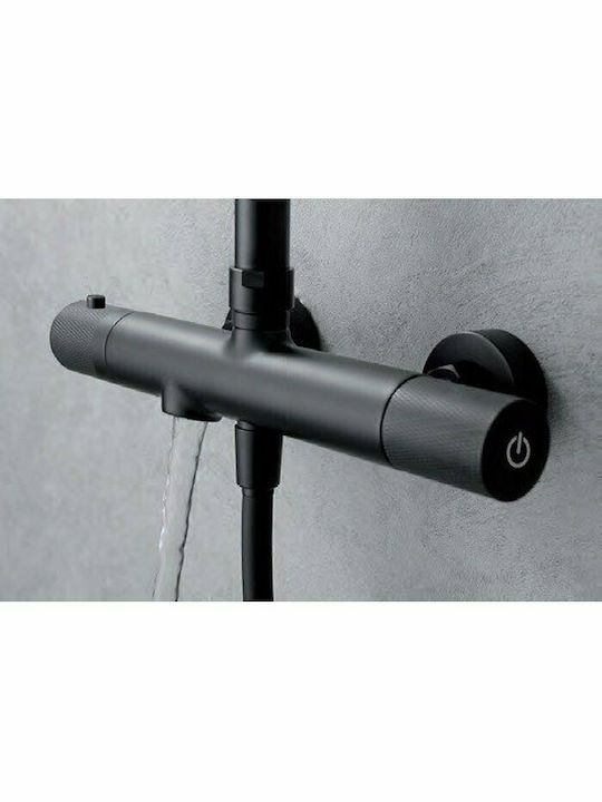 Imex Line Ρυθμιζόμενη Στήλη Ντουζ με Μπαταρία 115-165cm Μαύρη
