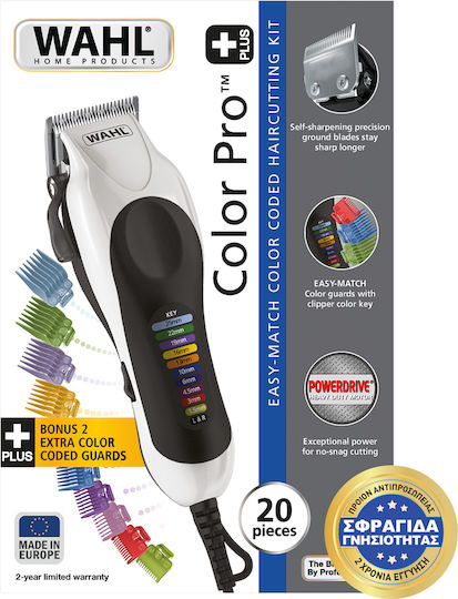 Wahl Professional Color Pro Plus Επαγγελματική Κουρευτική Μηχανή Ρεύματος White/Black 20104-0460