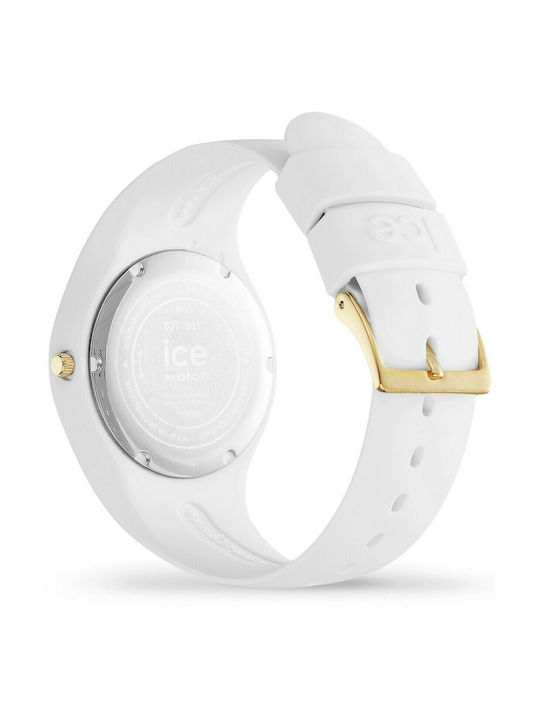 Ice Ice Flower Watch with White Rubber Strap