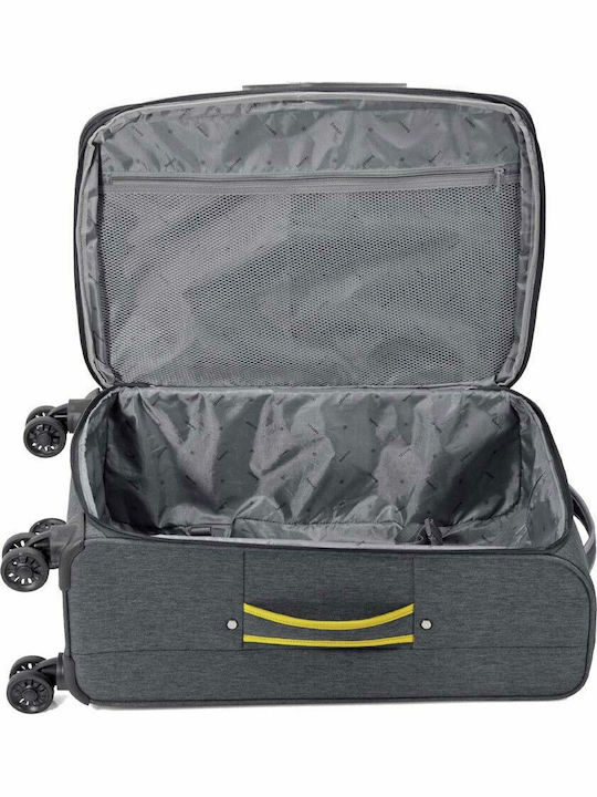 Benzi Valiză Mare De Călătorie Din Material Textil Gri Cu 4 Roți Înălțime 75 Cm