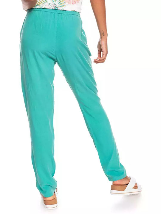 Roxy Γυναικείο Υφασμάτινο Παντελόνι με Λάστιχο σε Tapered Γραμμή Πράσινο