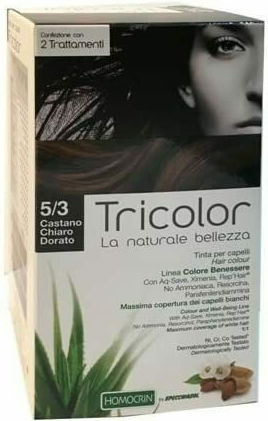 Specchiasol Tricolor Βαφή Μαλλιών Χωρίς Αμμωνία 5/3 Καστανό Ανοιχτό Χρυσαφί 192ml