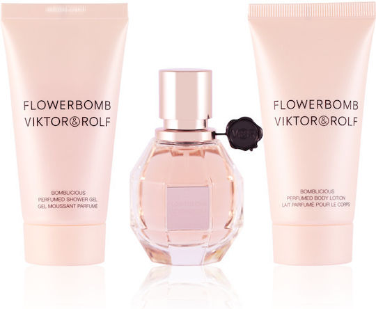 Viktor & Rolf Flowerbomb Eau de Parfum 30ml & Shower Gel 50ml & Women's Set with Body Lotion