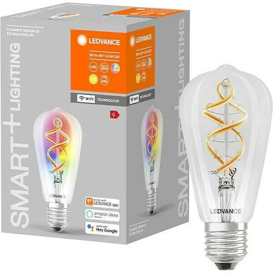 Ledvance Smart Bulb FS1 LED 4.5W for Socket E27 and Shape ST64 RGB 300lm Dimmable