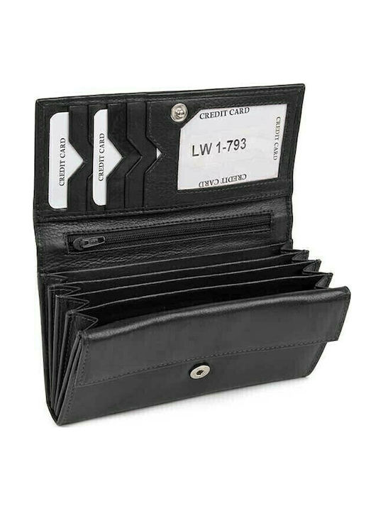 AN Large Leather Women's Wallet Classic Black