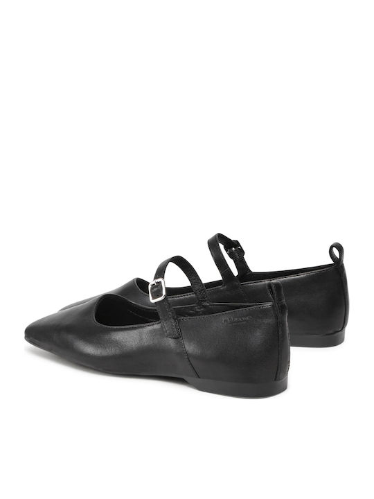 Leather Pointy Ballerinas Delia Black