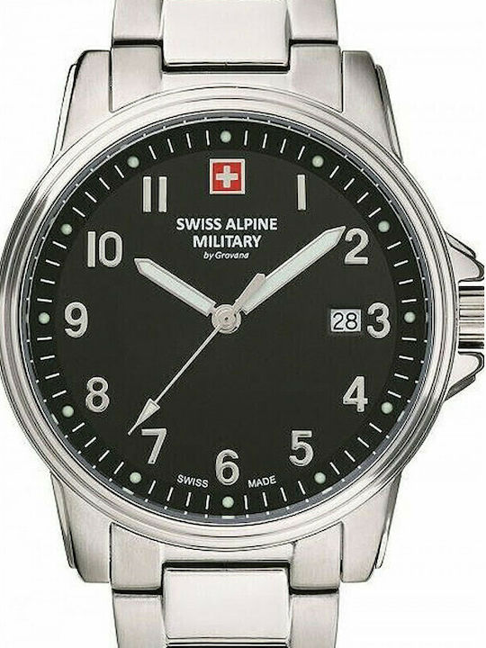 Swiss Alpine Military by Grovana Leader Men's Watch 45mm Chronograph Battery with Silver Metal Bracelet
