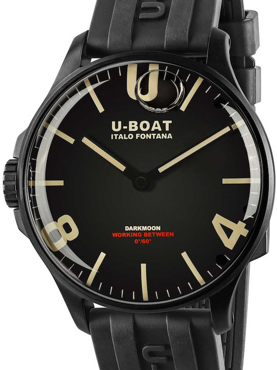 U-Boat Darkmoon men`s Ρολόι Μπαταρίας με Καουτσούκ Λουράκι