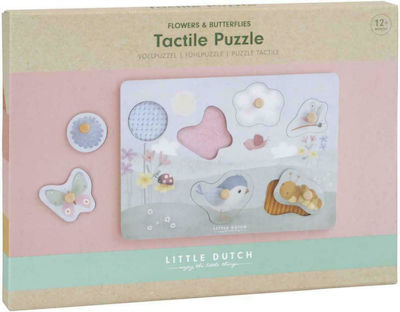 Ξύλινο Παιδικό Puzzle Σφηνώματα Flowers & Butterflies 6pcs για 1+ Ετών Little Dutch