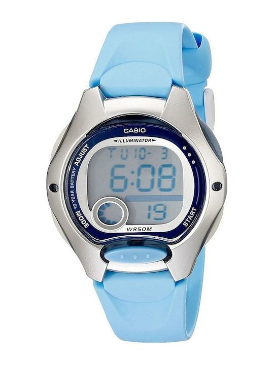 Casio Digital Women's Watch with Light Blue Rubber Strap