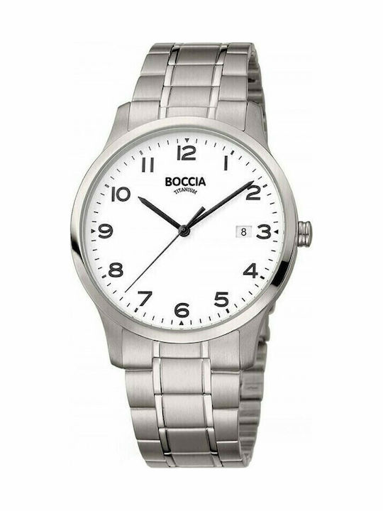 Boccia Ανδρικό Ρολόι 39mm Μπαταρίας με Ασημί Μεταλλικό Μπρασελέ