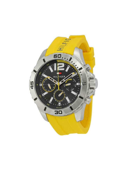 Tommy Hilfiger Watch Chronograph Battery with Yellow Rubber Strap