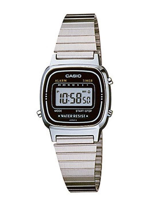 Casio Digital Women's Watch with Silver Metal Bracelet